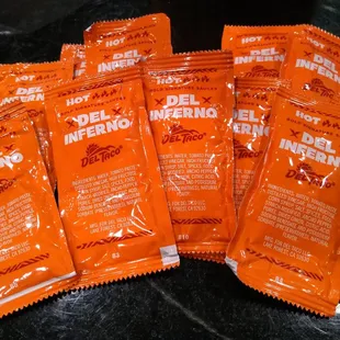 six packets of del taco