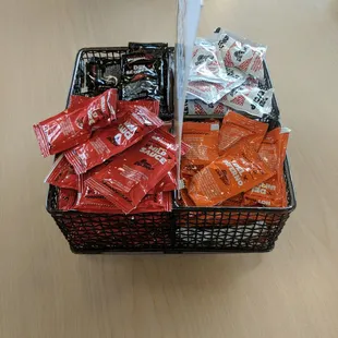 Sauce baskets at every table