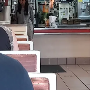 a woman in a restaurant