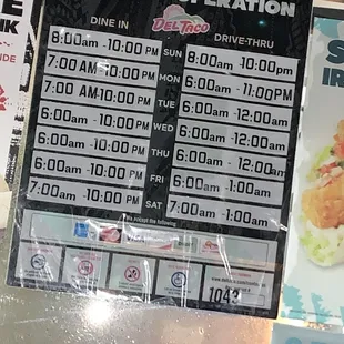 Hours of operation  taken on 3/4/2020