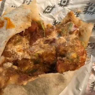 the inside of a burrito