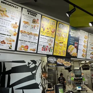 menus on the wall of a restaurant