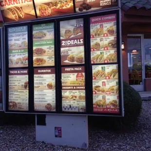 the menus of a fast food restaurant