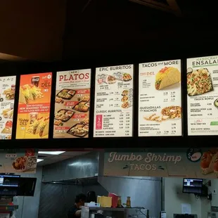 Menu with prices.