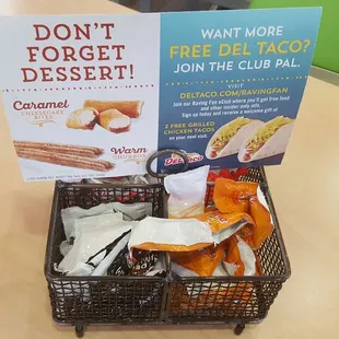 Packets on the table in lieu of fresh salsa