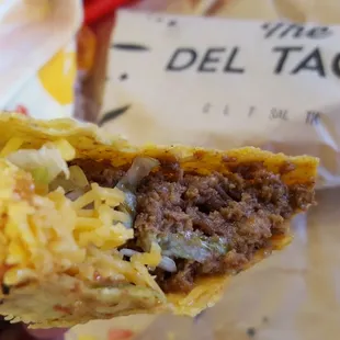 An DEL taco is an oversized taco with twice the meat