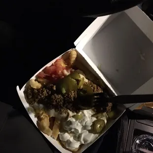 Some kind of loaded fries, these were BOMB! They aren't chili fries, but way better!!!