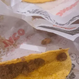 This is what we saw when my son opened his snack tacos. I know it's Tuesday special, but really ridiculous that this is what we are getting.