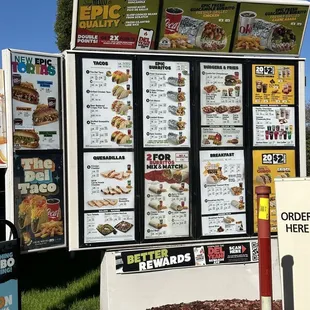 Drive-thru menu