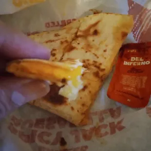 Chicken quesadilla, minus the chicken.