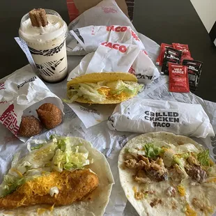 3/23/21 (tues): Donut Bites, Mini Churro Dipper Shake, Value Tacos, Grilled Chicken Tacos &amp; Honey Mango Crispy Chicken Taco!!