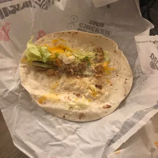 This is what this location thinks is a correct chicken soft taco. Take a look at the ratio.