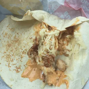 Chipotle Chicken Roller: unrolled for pic. Tasted ok but bad quality chicken meat and way too little filling. Didn't finish.