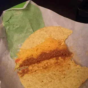 Taco, no lettuce. You decide if it's worth it.   Lame.