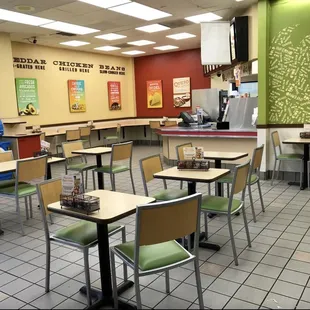 tables and chairs in a restaurant