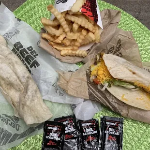 a plate of food and snacks