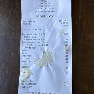 $30.72 for three people. Paid for extra cheese, guacamole, and sour cream and did not get it.