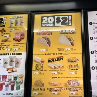 20 under $2 menu