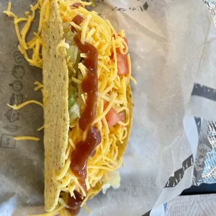 The Del Taco taco with Del Scorcho sauce