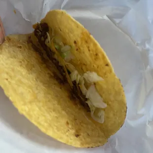 a hand holding a taco