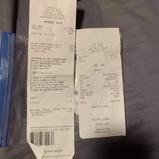 Receipts from the night our shakes had Kay-5 chemical in them.