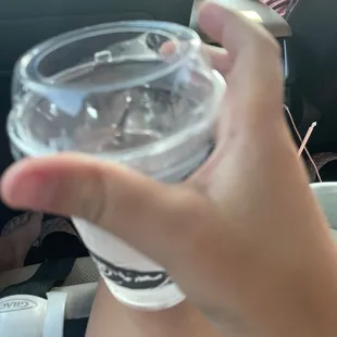 Water with no lid so be careful
