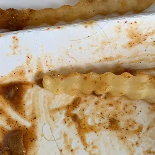 I love the chili cheese fries from del taco. Unfortunately, I went to this del taco and ate most of my meal before seeing the hair.