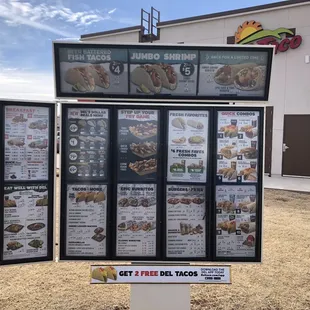 a menu for a fast food restaurant