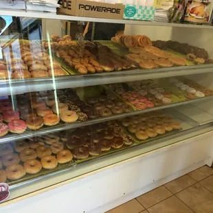 a display case full of donuts