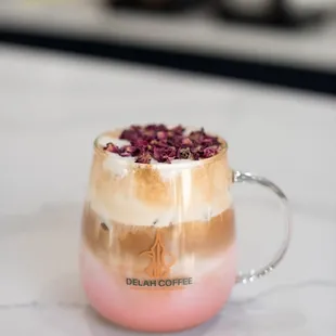 Iced Delah rose latte