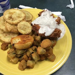 Country Fried Steak and Squash and Okrie!