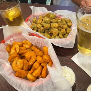 Buffalo Shrimp and Fried Okra