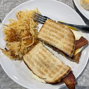 Back egg and cheese sandwich