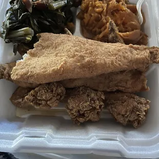 I did start at the fish;) 3 Wings and 2 Piece Whiting with 2 Sides. Delicious!!!