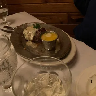 Filet with garlic mashed potatoes