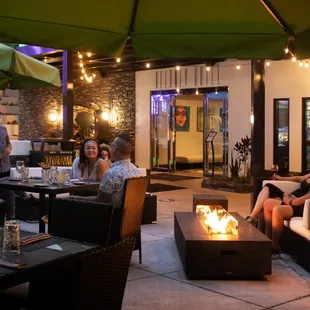 Comfortable outdoor seating with fire pits for those chilly nights.