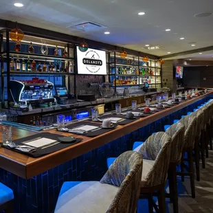 interior, sushi and sashimi