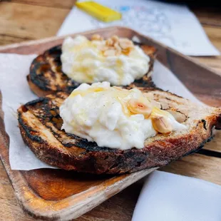 Burrata Bruschetta , Hazelnut &amp; Honey