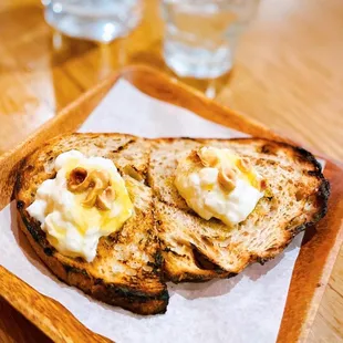 [1] Burrata bruschetta  my favorite dish in this restaurant  [2] Margherita pizza  [3] Butternut squash ravioli