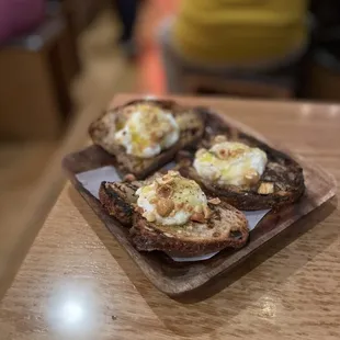 Burrata Bruschetta , Hazelnut &amp; Honey