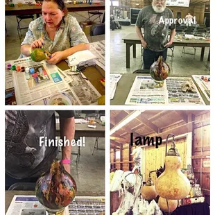 We were given the opportunity to paint &amp; keep our own gourds. My wife used water color paints and I used the new alcohol ink to paint mine.