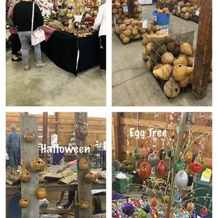 Beautifully finished pieces and raw gourds for sale.