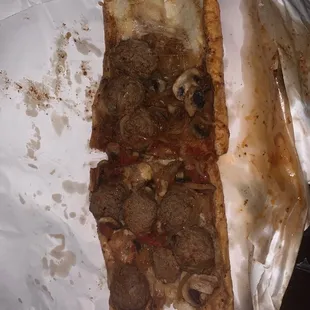 It's supposed to be a meatball sandwich but looks like their Philly. No marinara??? Onion and mushroom n a meatball sub???
