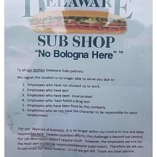 Delaware sub shop treats it's employees like crap.
