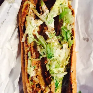 Chicken cheesesteak hoagie w grilled onions on wheat. Pretty tasty!