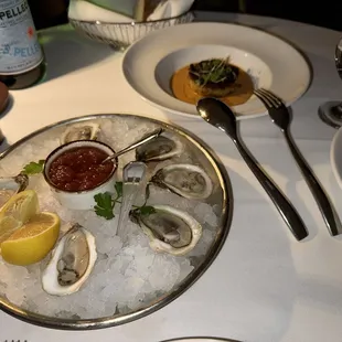 Oysters east and west.  Crab cakes.