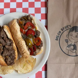 a sandwich and chips