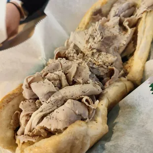 Roast pork with provolone and broccoli rabe