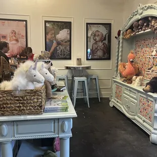 a display of stuffed animals