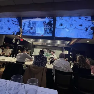 Chef's Table, Seating, Staging Area and TV's